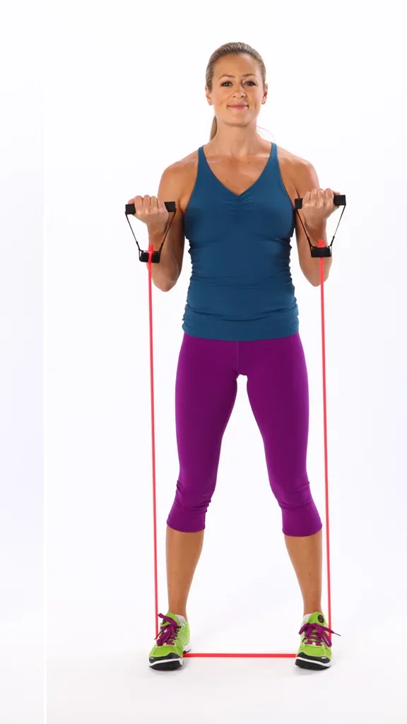 Bicep curl with resistance band