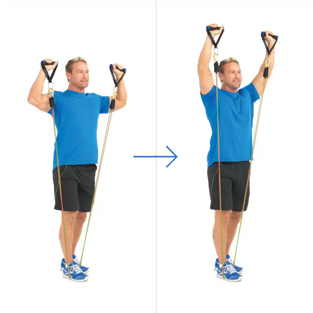 shoulder press exercise with resistance band